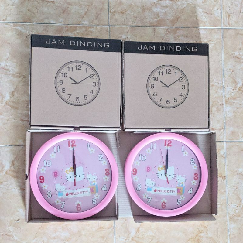 Jam dinding analog karakter kartun hello kitty hias murah