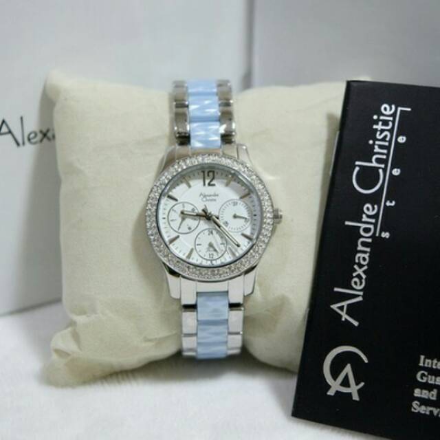 JAM TANGAN WANITA ALEXANDRE CHRISTIE AC2608 SILVER BLUE 100% ORIGINAL RESMI GARANSI 1 TAHUN