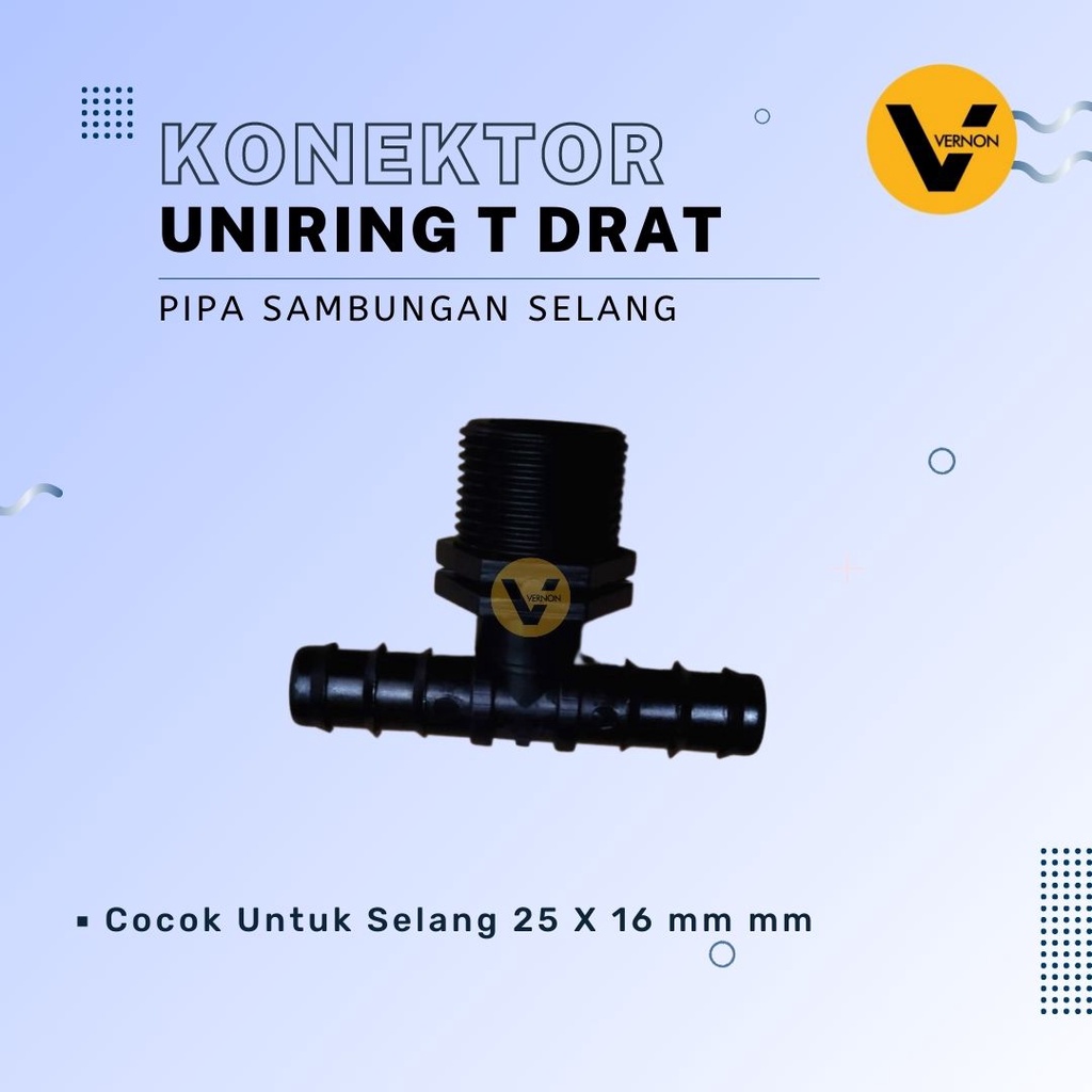 Pipa Konektor Sambungan Selang Uniring T Drat 16 mm