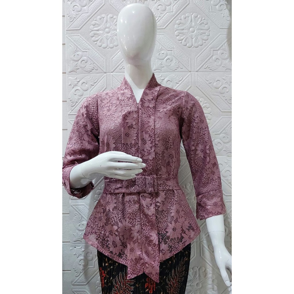 KEBAYA BRUKAT ATASAN KUALITAS PREMIUM MODEL OURORA  M L XL REAL PICT-KARTINI LILAC