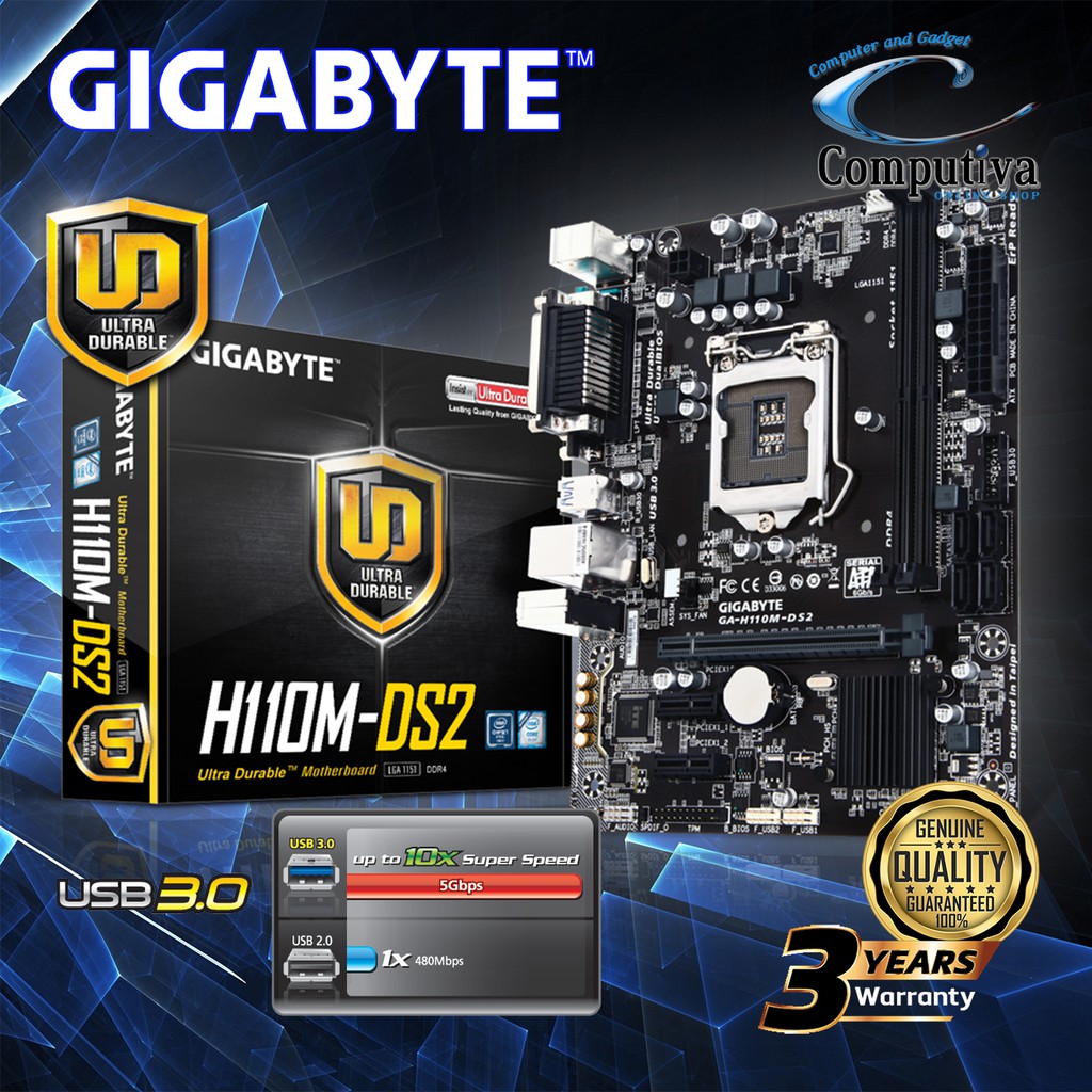 GIGABYTE GA-H110M-DS2 (LGA 1151, H110, DDR4)