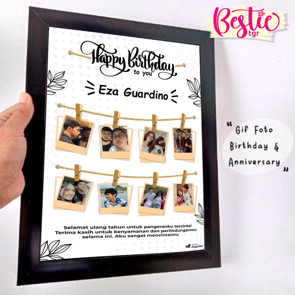 Kado untuk cowok  cewek 1 paket murah / Cetak Foto Plus Bingkai Kaca Minimalis / Hiasan Kamar Aesthe