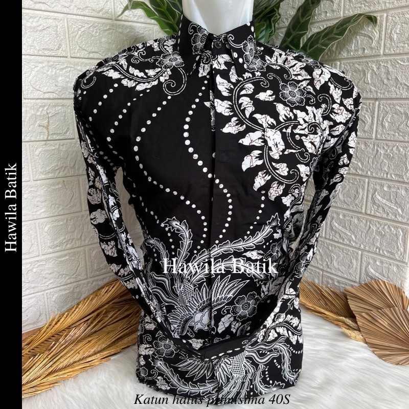 Kemeja Batik Couple Ayah Anak Premium Hitam