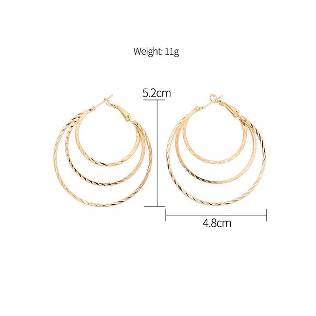 LRC Anting Tusuk Elegant Color Pure Color Design Multi-layer Earrings