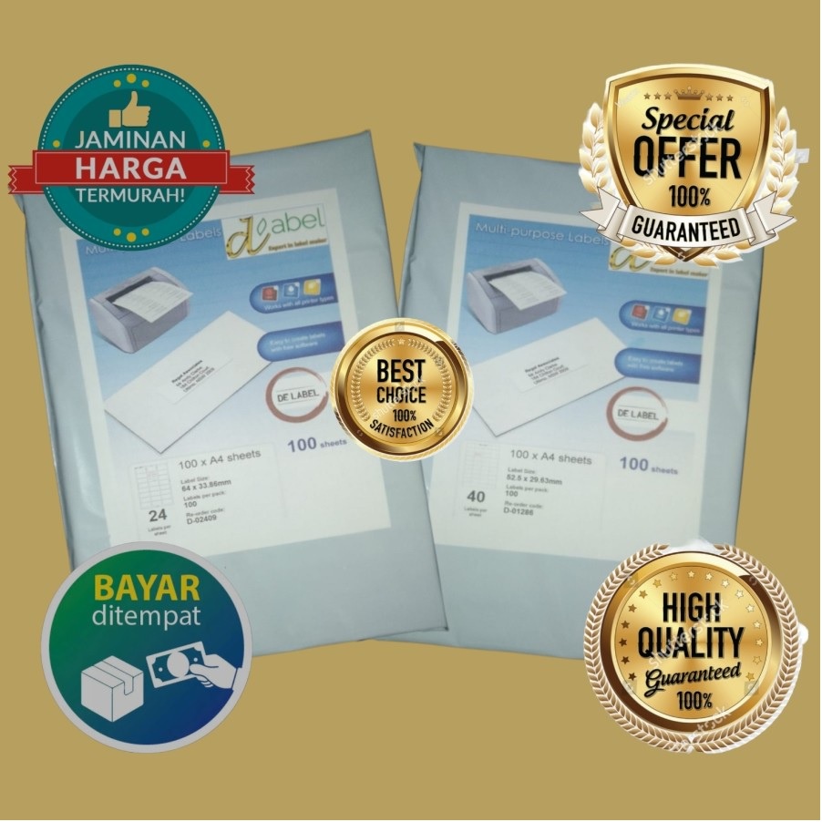 

Label white paper 64 x 33.9mm sheet A4 100 sheet per box D-0 24 09