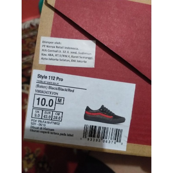 Vans x Baker Style 112 Pro Black Red
