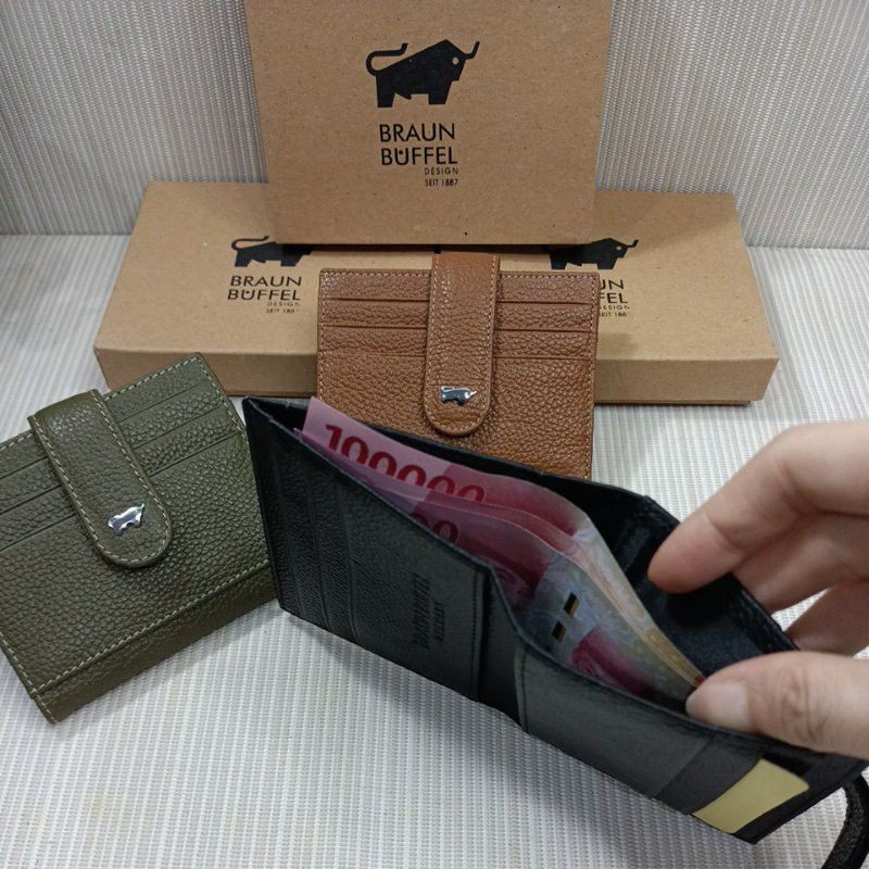 Dompet lipat Mini + kartu kulit sapi asli