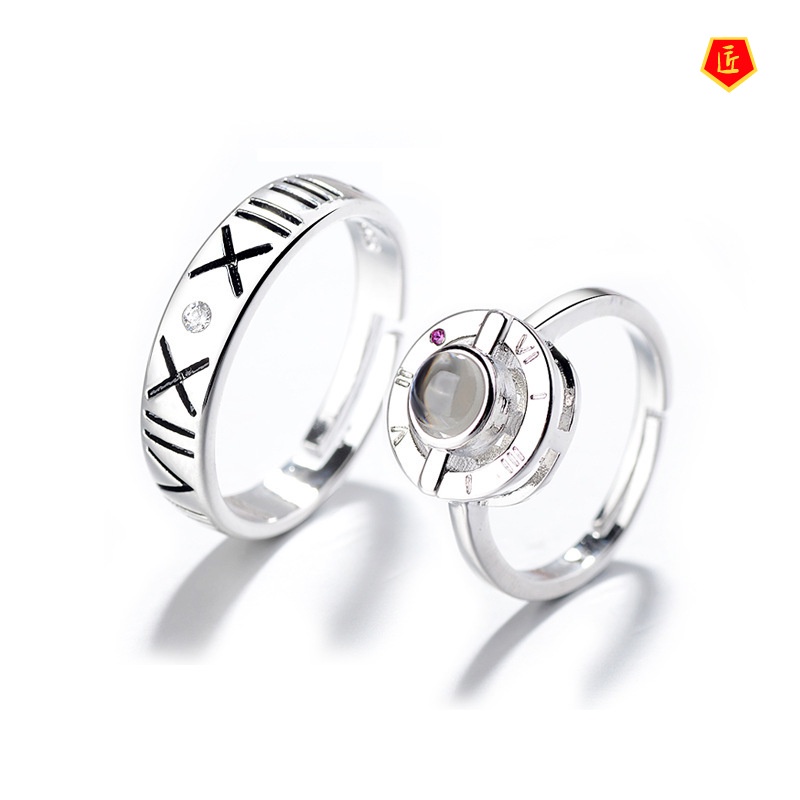 [Ready Stock]925 Silver Roman Numerals Couple Rings