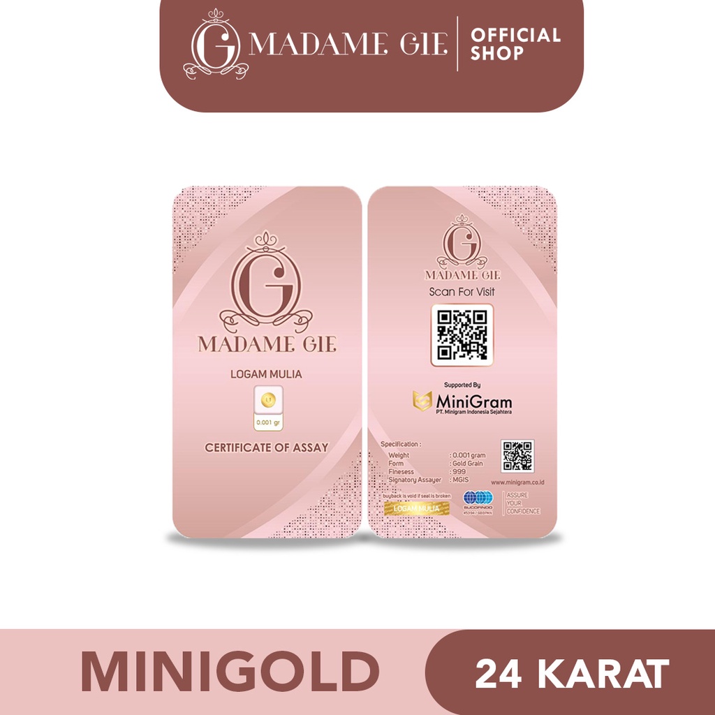 Madame Gie Minigold 0,0001 Gram Logam Emas 24 Karat
