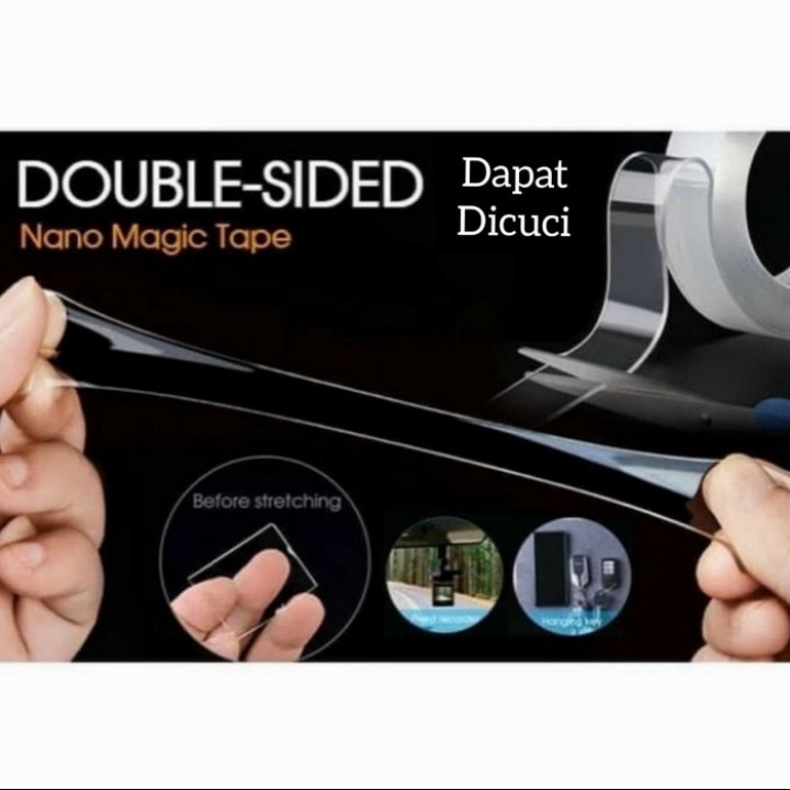 Double Tape Nano/ Magic Tape/ Isolasi Bolak Balik/ 5 Meter / Tebal 2mm