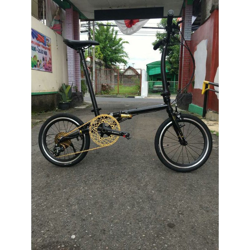 sepeda lipat seli FNHON GUST BLACK GOLD fullbike 9speed