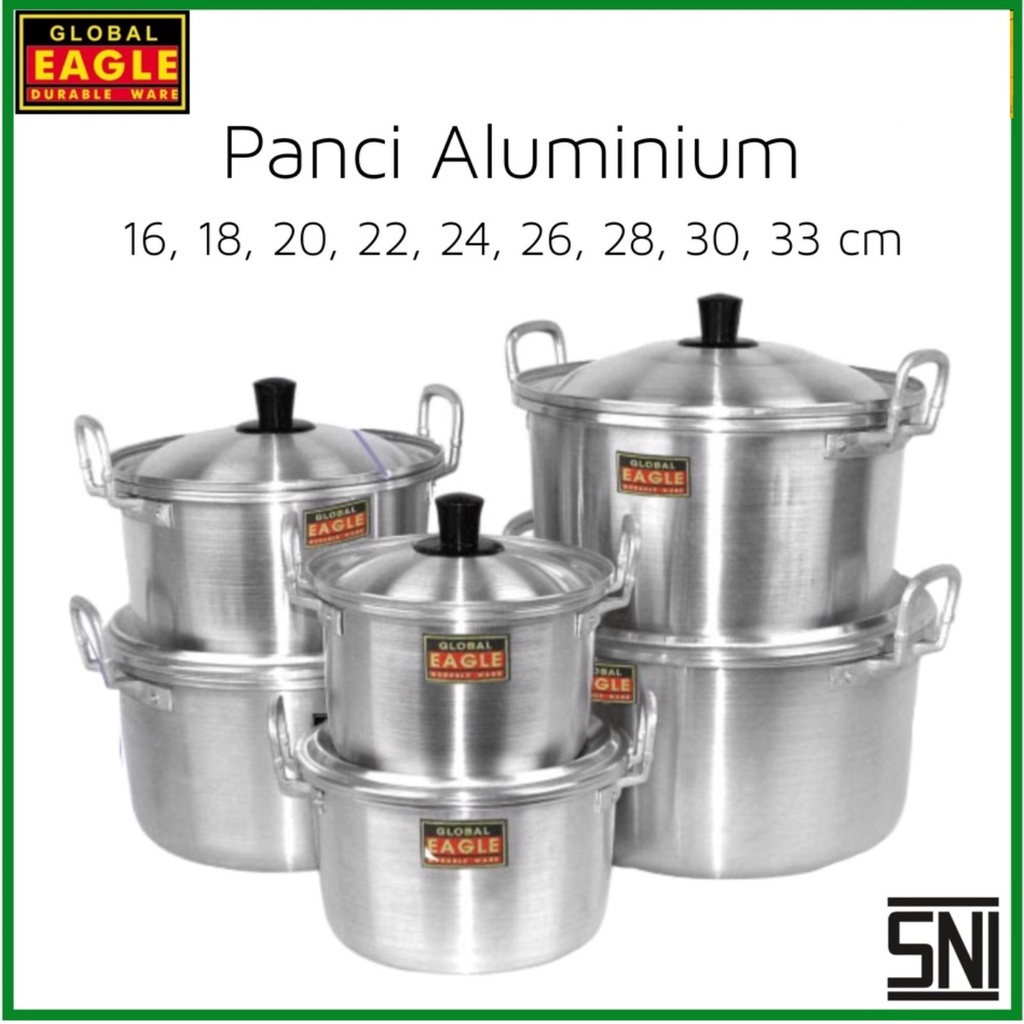 Panci TL Aluminium 16 18 20 22 24 26 28cm Global Eagle / Panci Sayur / Panci Kuah / Panci Masak Air / Panci Mie Rebus