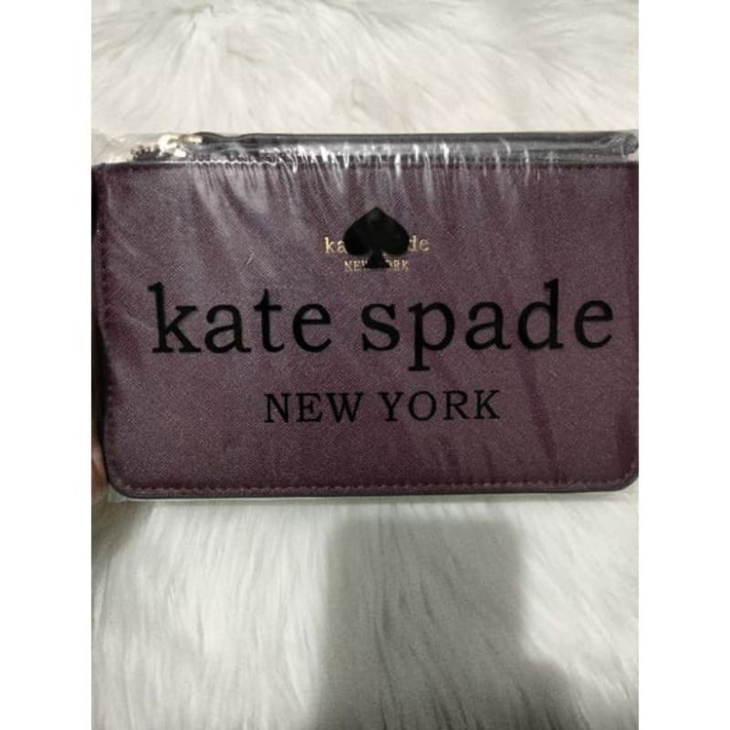 (ORIGINAL) KATE SPADE WRISTLET Clutch Slim Bee with Logo Pouch Dark Purple