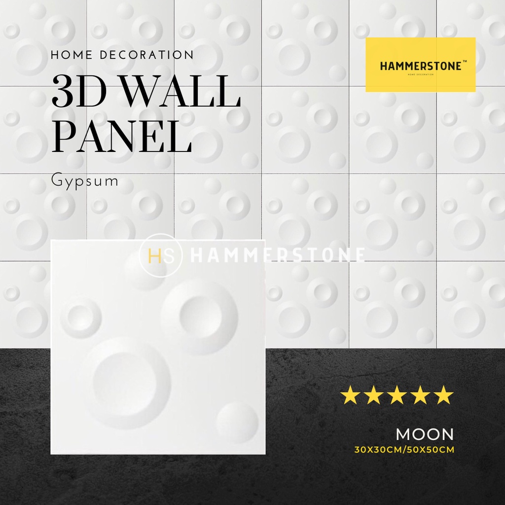 3D Wallpanel Gypsum Semen Moon 30x30cm/Wall Decoration/Dekorasi Dinding/Interior/Eksterior/Ornamen D