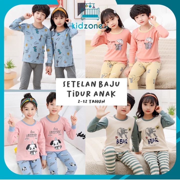 Setelan Tidur Anak 100% Katun Premium Umur 1-10 Tahun / Baju dan Celana Panjang Anak / Piyama Anak 01