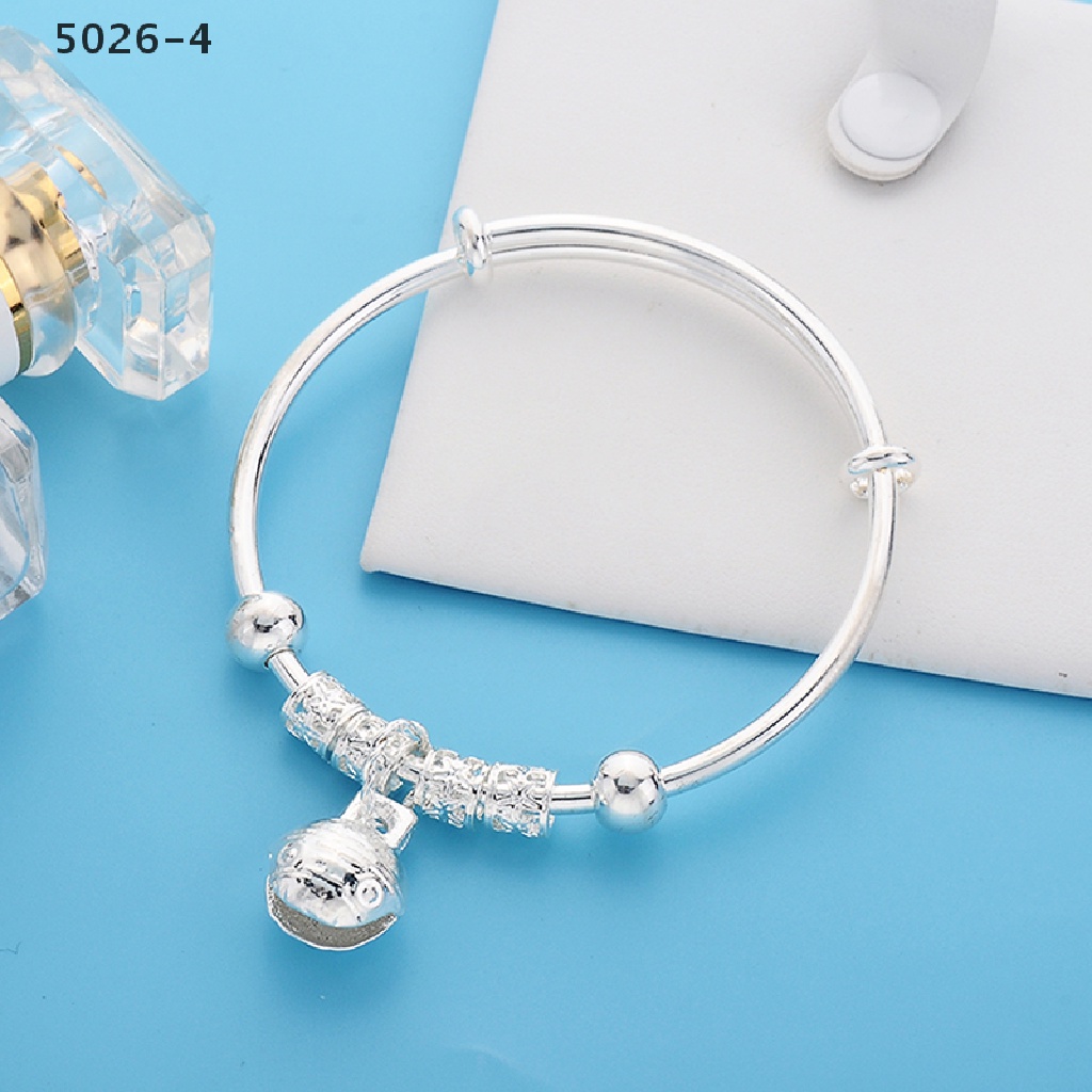 5026-4 Vintage Fashion Women Bell Jewelry Silver Plated Cuff Bracelet Charm Bangle Gift 5026-4