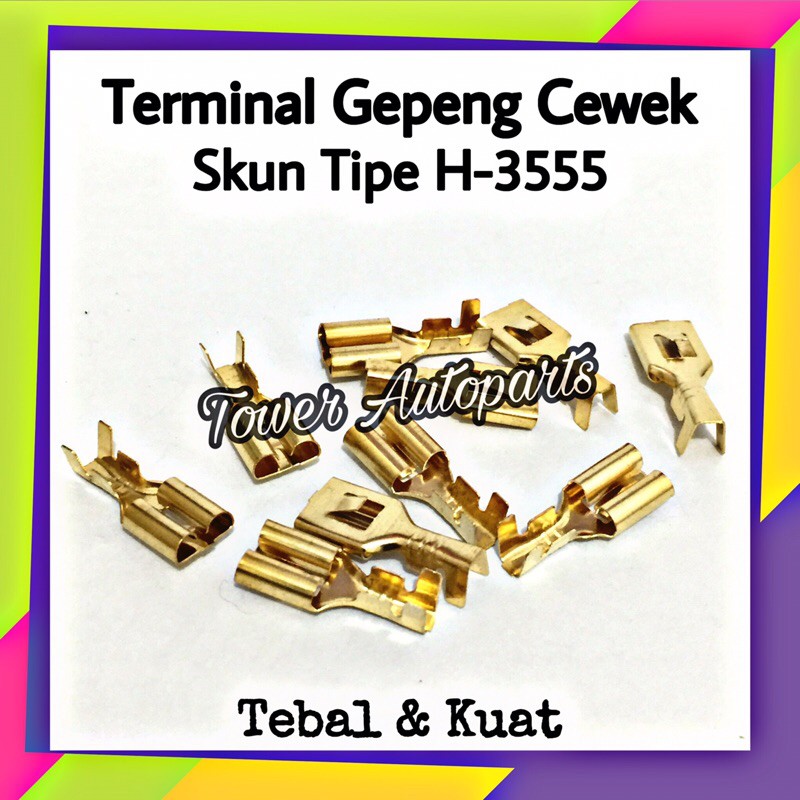 (Paket Murah 100pcs) Terminal Skun Gepeng Cewek / Cewe / Female / Perempuan H-3555