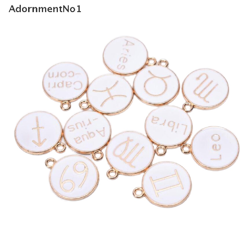 (AdornmentNo1) 12pcs / Set Liontin Enamel Motif Rasi Bintang Untuk Aksesoris Perhiasan