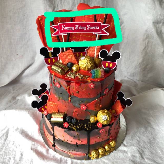 topper hiasan kue mickey mouse miki mos logo banner