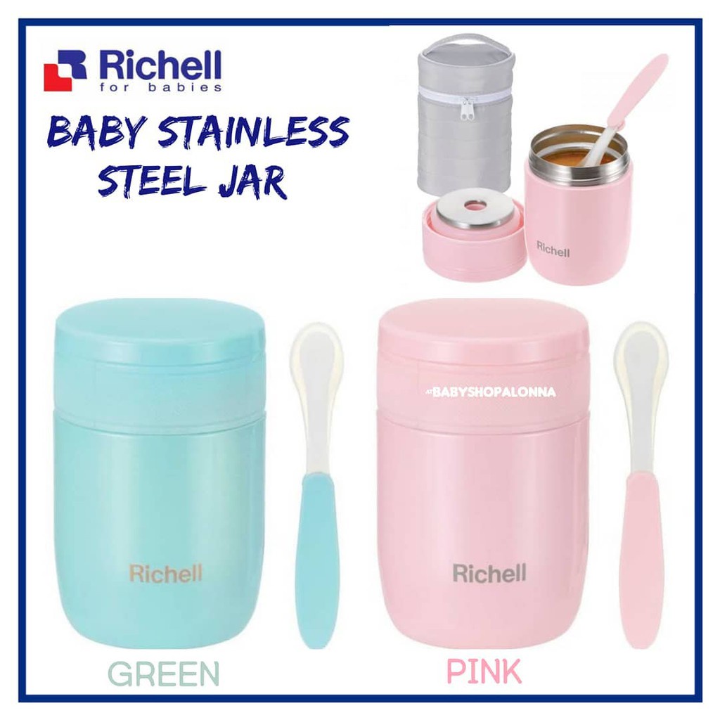 Richell Baby Stainless Jar Pink/Green 99121/99122