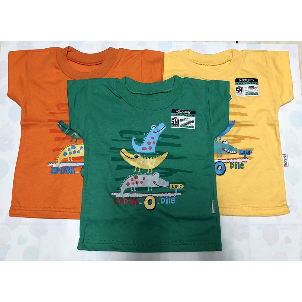 Promo,Baju Atasan Kaos Anak Ridges Warna Polos Tua (Motif Random)