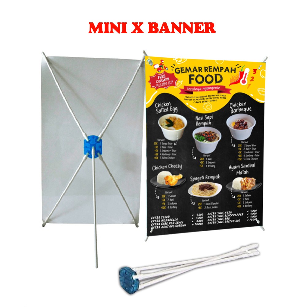 STAND BANNER MINI / MINI X-BANNER / stand banner meja / standing banner A4