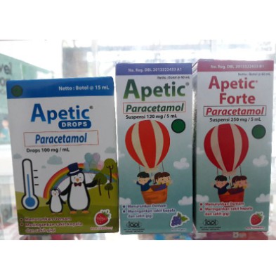 APETIC Paracetamol Sirup, RASA STRAWBERRY VARIANT, obat penurun panas anak