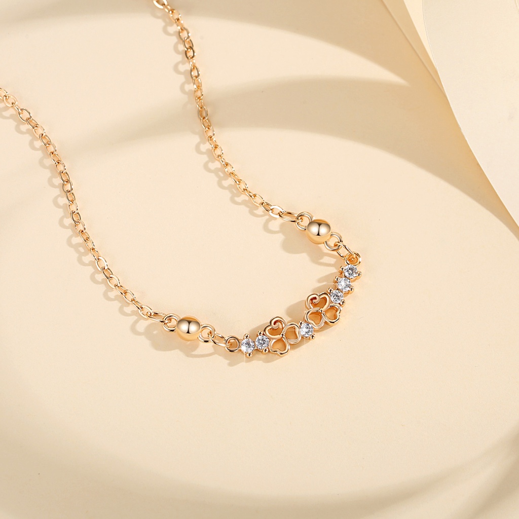 Y593 [COD✔] Kalung Sederhana Dan Elegan Kristal Titanium Steel Warna Gold Fashion Wanita Perhiasan Kalung