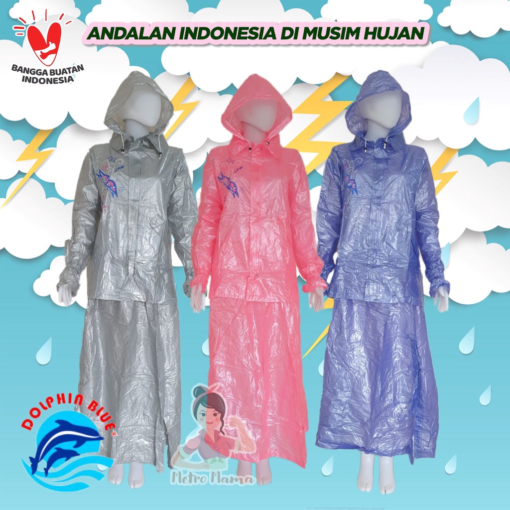 Jas Hujan Wanita Setelan Jaket Rok DOLPHIN BLUE QUEEN 965