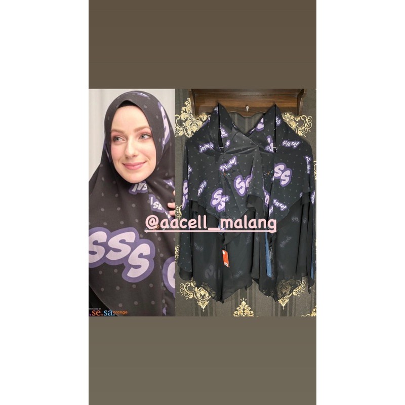 Sisesa Berkha Khimar Pop art Black nwt