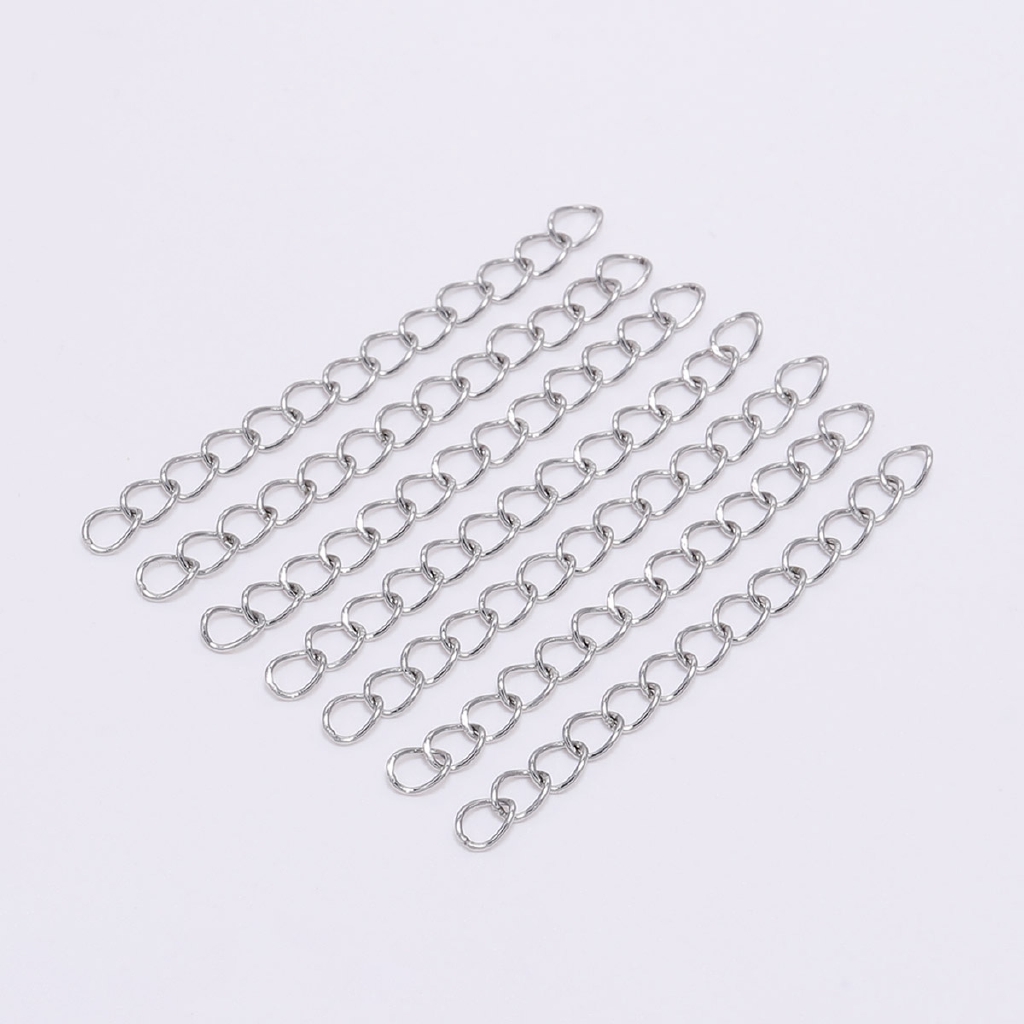 50pcs / Lot Rantai Extender Bahan Stainless Steel Ukuran 5 7cm Untuk Membuat Perhiasan