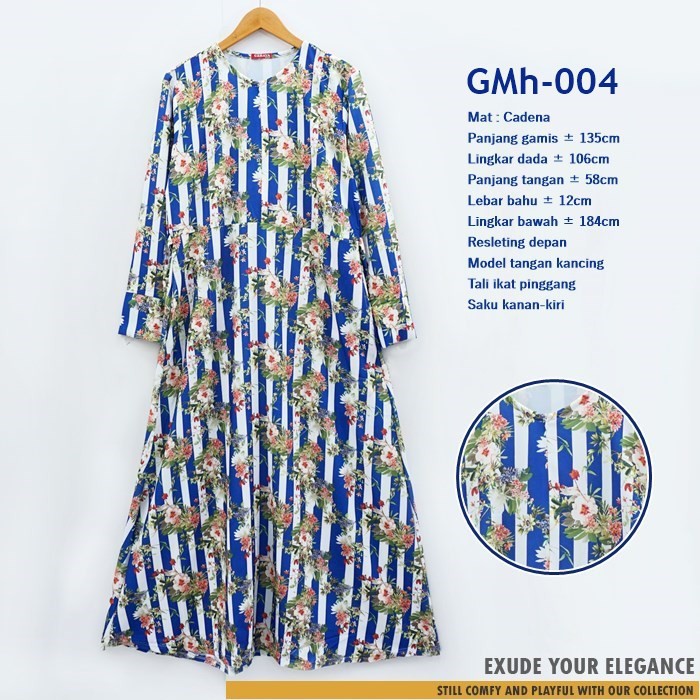 Gamis Busui motif bahan Katun Cadena