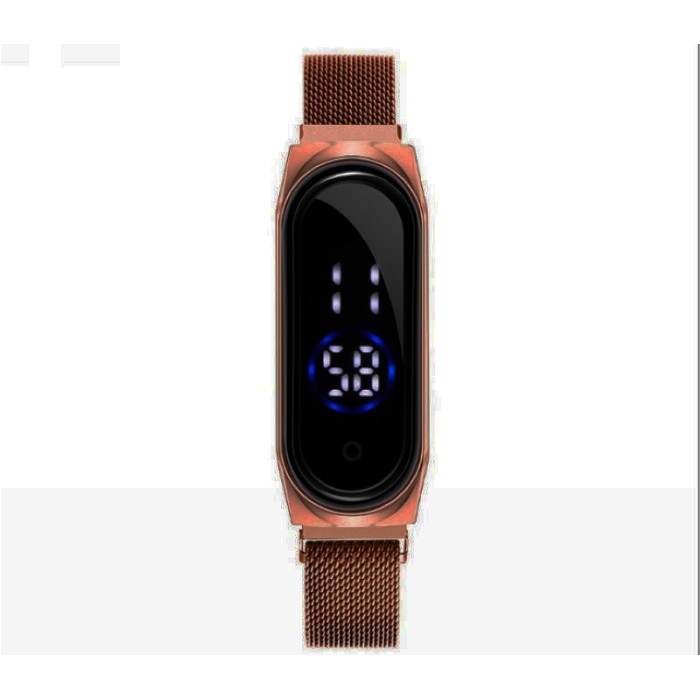⭐️𝐈𝐇𝐒 𝟎𝟎𝟒⭐️Jam Tangan Elektronik Digital LED Magnet Strap Watch Waterproof Wanita Pria Rantai-Coklat
