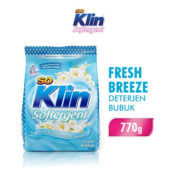 So Klin Deterjen Bubuk Soft Biru 770 gr+77gr (Gratis 1 Piring Cantik)