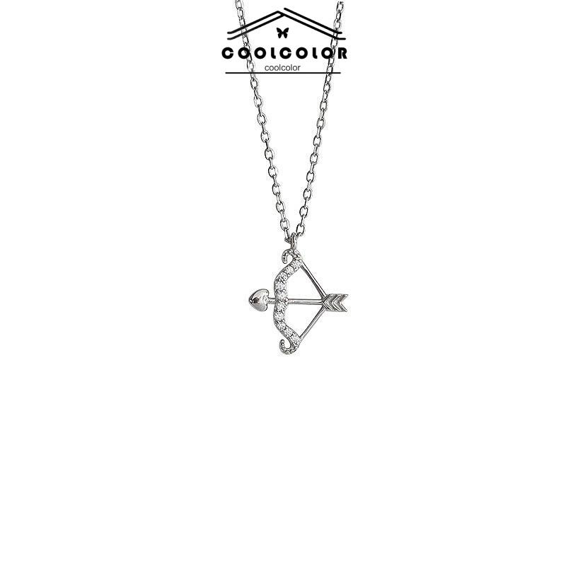 COD❤️Kalung Eros Cupid's Arrow Flash Berlian Klavikula Rantai Liontin Temperamen Cahaya Mewah Busur Panah Anti Karat Dan Anti Luntur Kalung 2022 Terbaru Hadiah Ulang