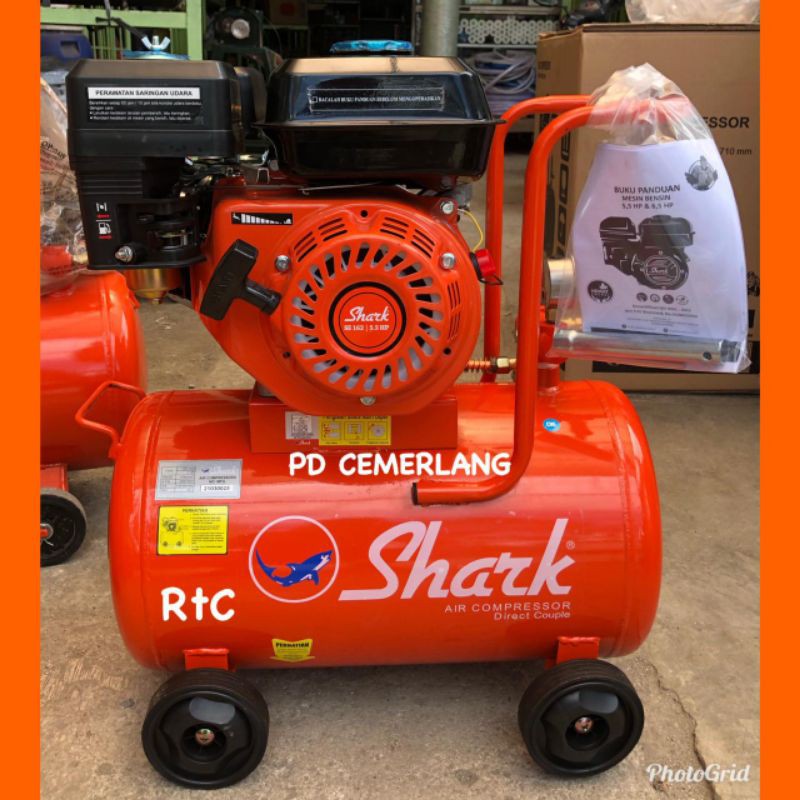 Kompresor angin shark bahan bakar bensin 1 hp portable kompressor udara shark portable