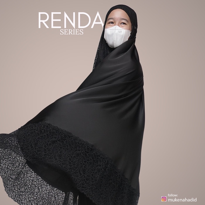 Mukena Armani Silk Renda Import Dewasa, Hitam Onix