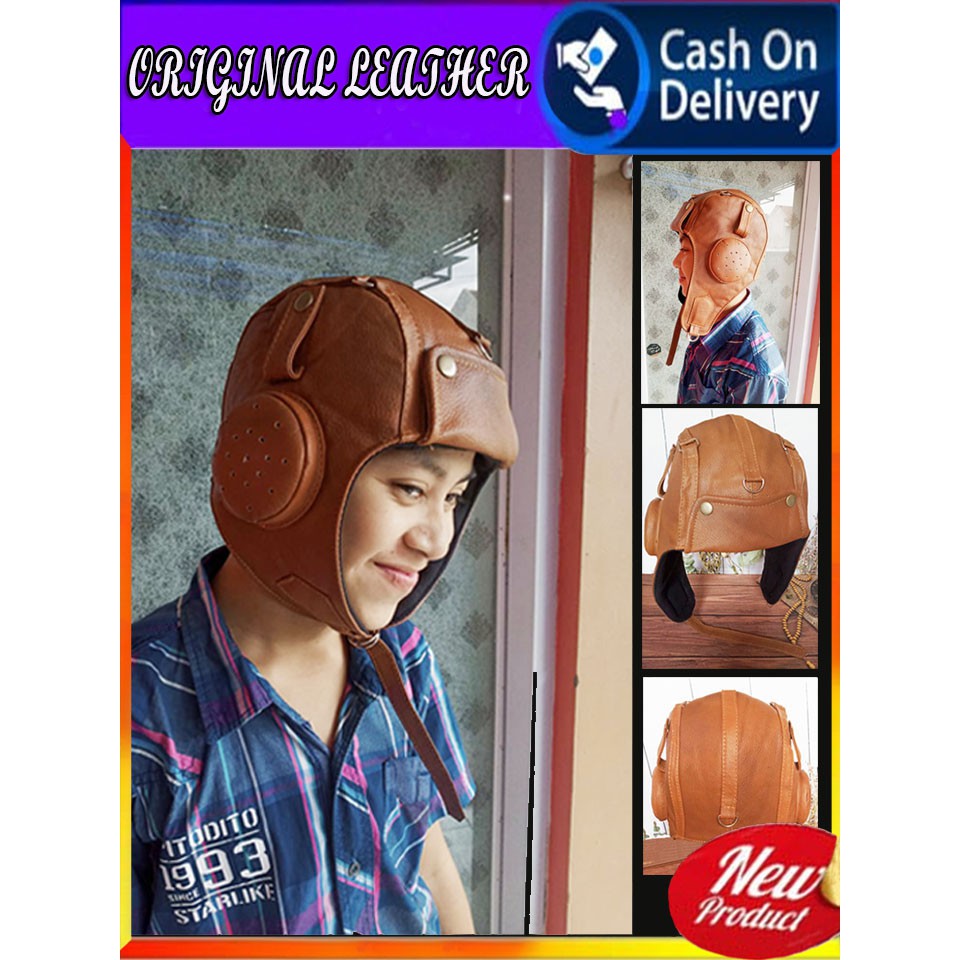 topi pilot pesawat topi Motor Paralayang topi snoopy Kulit Asli
