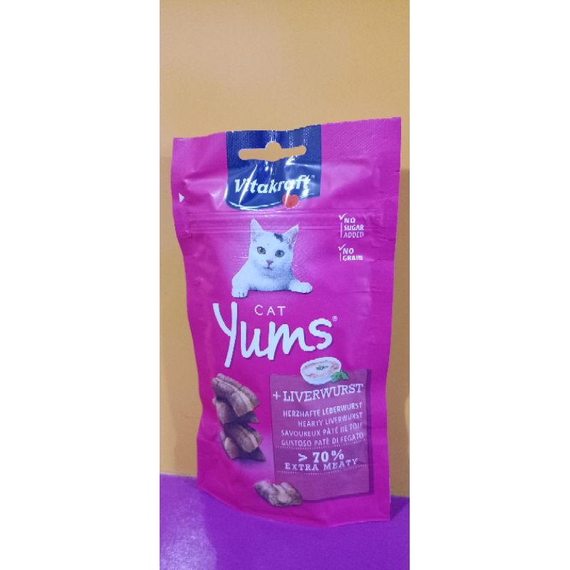 Snack Camilan cemilan Kucing VITAKRAFT YUMS liver cheese salmon 40gr