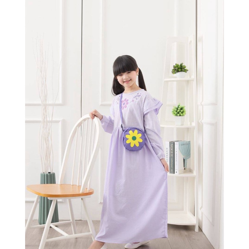 Gamis Double Ruffle Freee Tas Bulat by Jovanka label