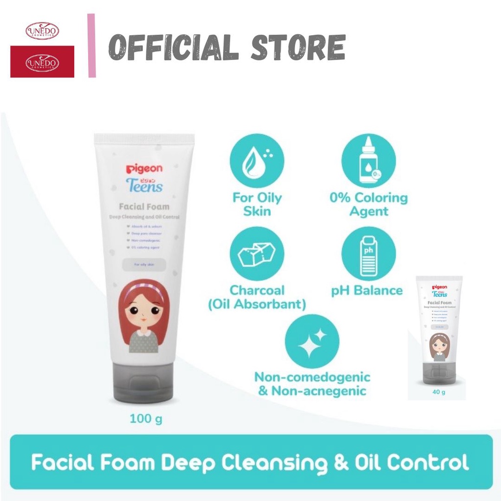 PIGEON Teens Facial Foam Deep Cleansing &amp; Oil Control 100gr dan 40gr