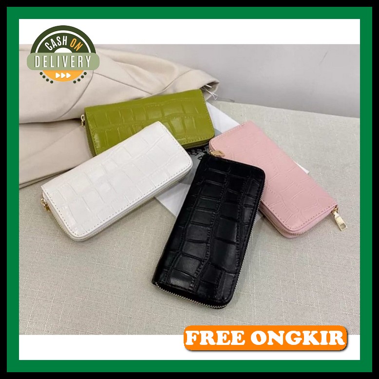 Dompet Panjang Wanita Premium 2 Resleting Pesta Kulit Legia Fashion Branded Import Slot Kartu Uang H