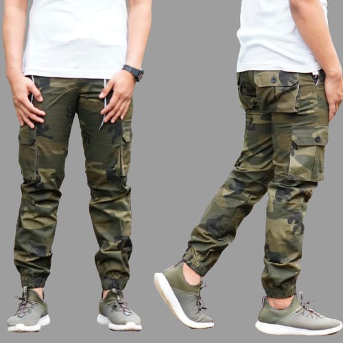 Sz 28 - 34 celana jogger cargo loreng pria joger pants army cowok