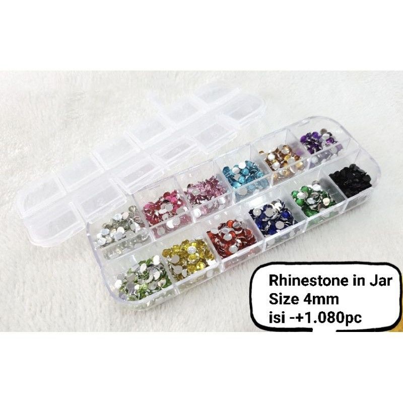 12 SET WARNA RHINESTONE UKURAN 4MM