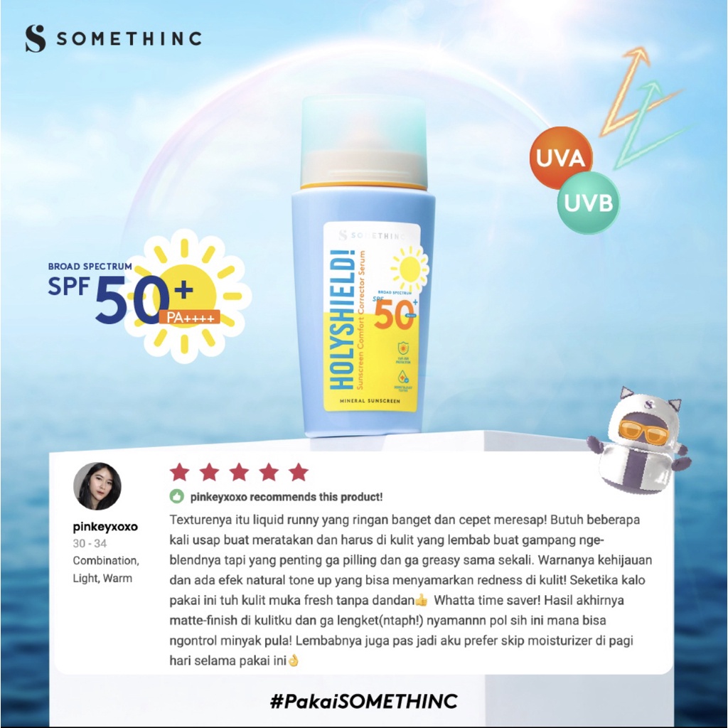 SOMETHINC Holyshield! Sunscreen Comfort Corrector Serum SPF 50+ PA++++ - Sunblock Pelindung dari Sinar Matahari