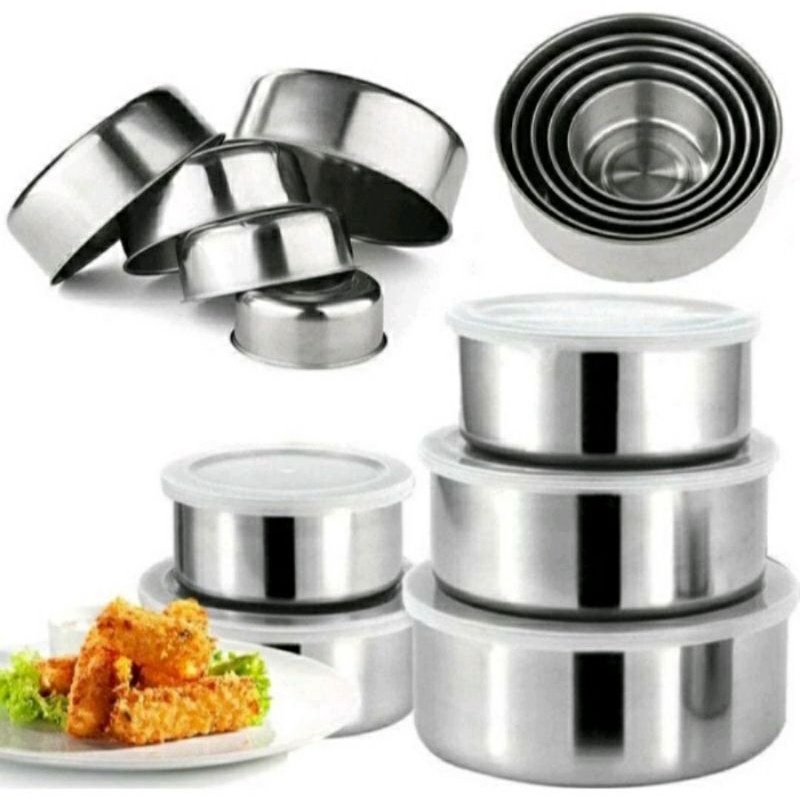 Rantang Stainless Susun 5 Dengan Penutup Food Container/ Mangkok Toples 5 Susun Stainless