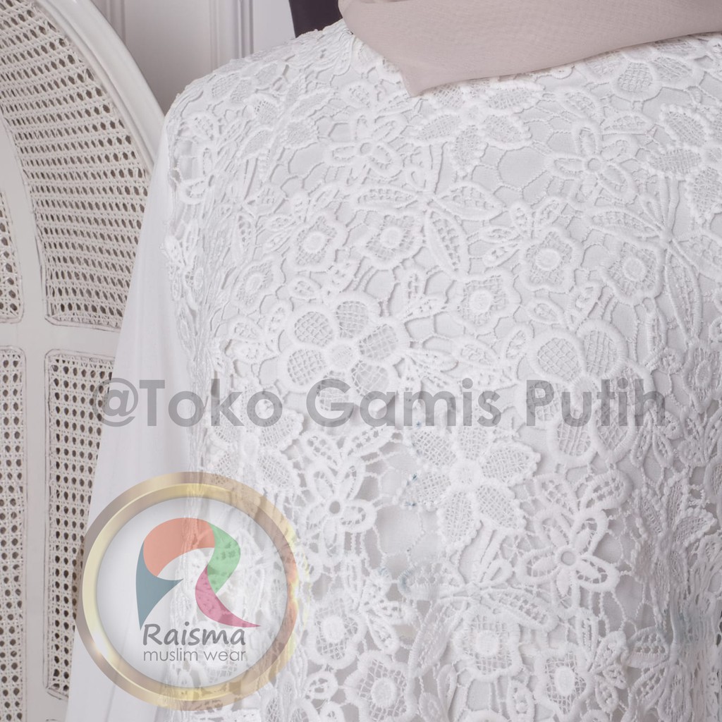 Raisma - Gamis Putih Tulang Lebaran Cantik Dan Elegan Baju Gamis Putih Wanita Terbaru 2022-5