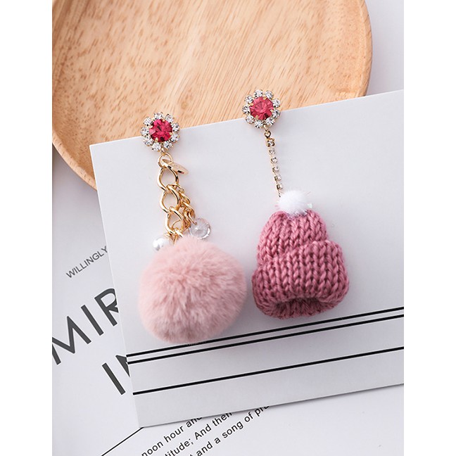 LRC Anting Tusuk Fashion Fuzzy Ball Decorated F0502X