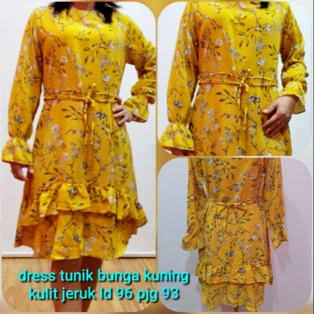 Dress tunik bunga kuning