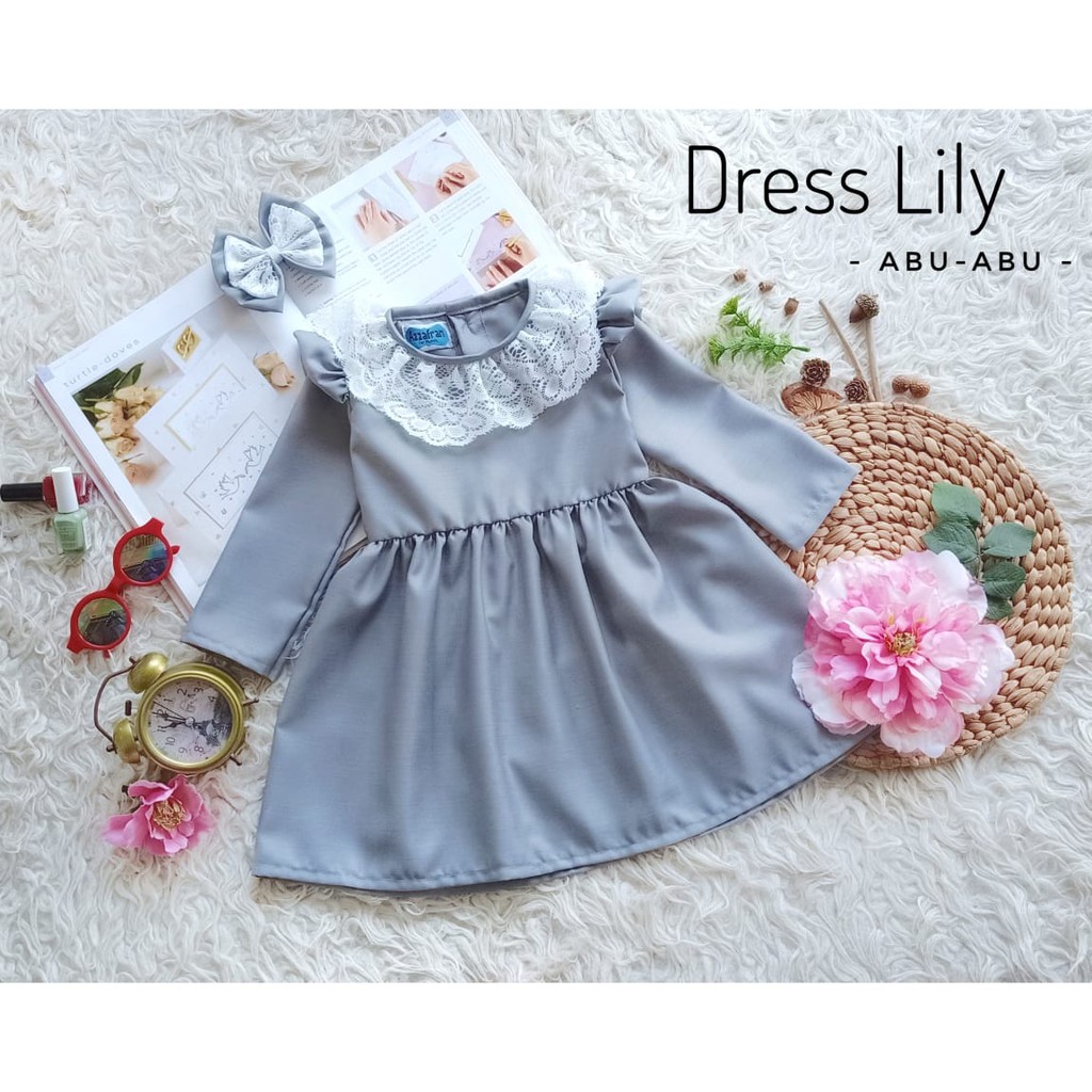 BAJUNIK DRESS LILY WARNA ABU/DRESS ANAK/GAUN ANAK/BAJU PHOTOSHOT